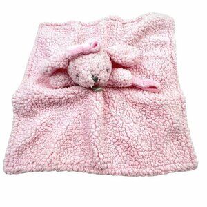 Blanket & Beyond Lovey Security Blanket Pink Sherpa Plush Pacifier Holder Baby